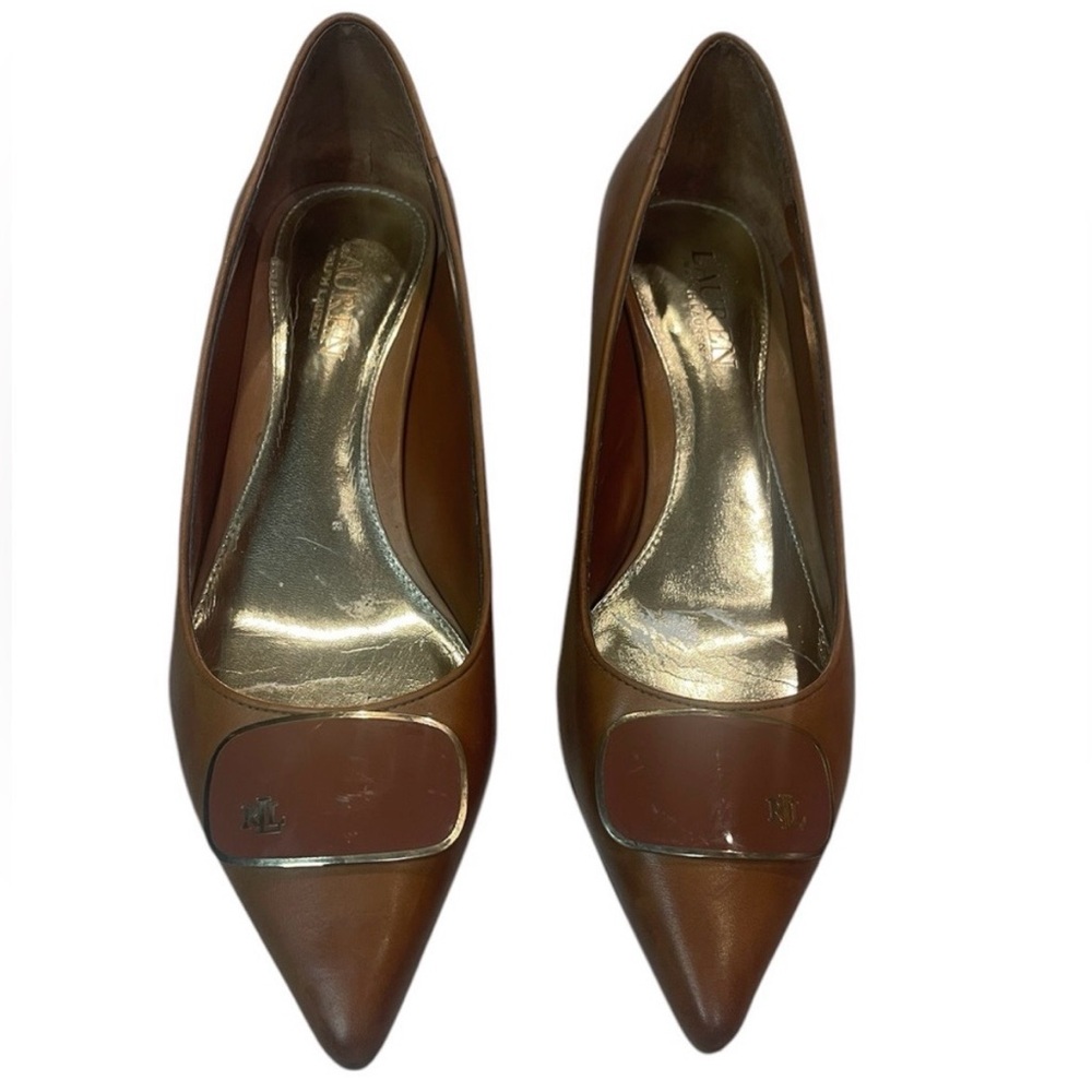 Lauren Ralph Lauren Kitten Heel Leather Pumps in Tan Women’s Sz 8.5